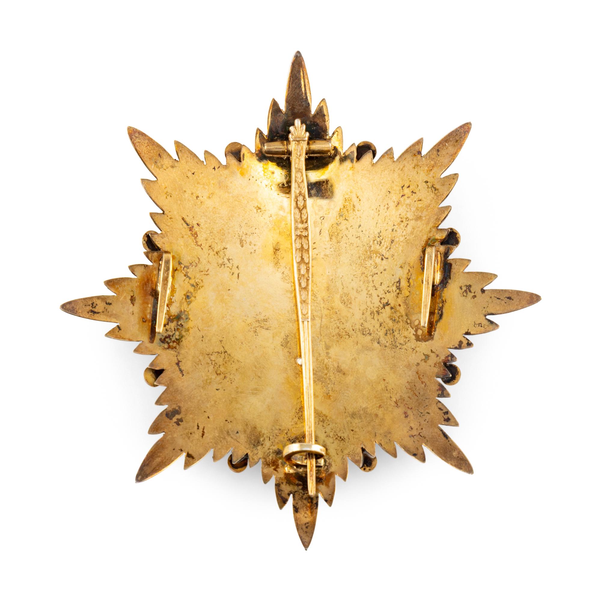 A Silver-Gilt and Enamel Knight's Badge of the Military and Hospitaller Order of St. Lazarus of Jerusalem