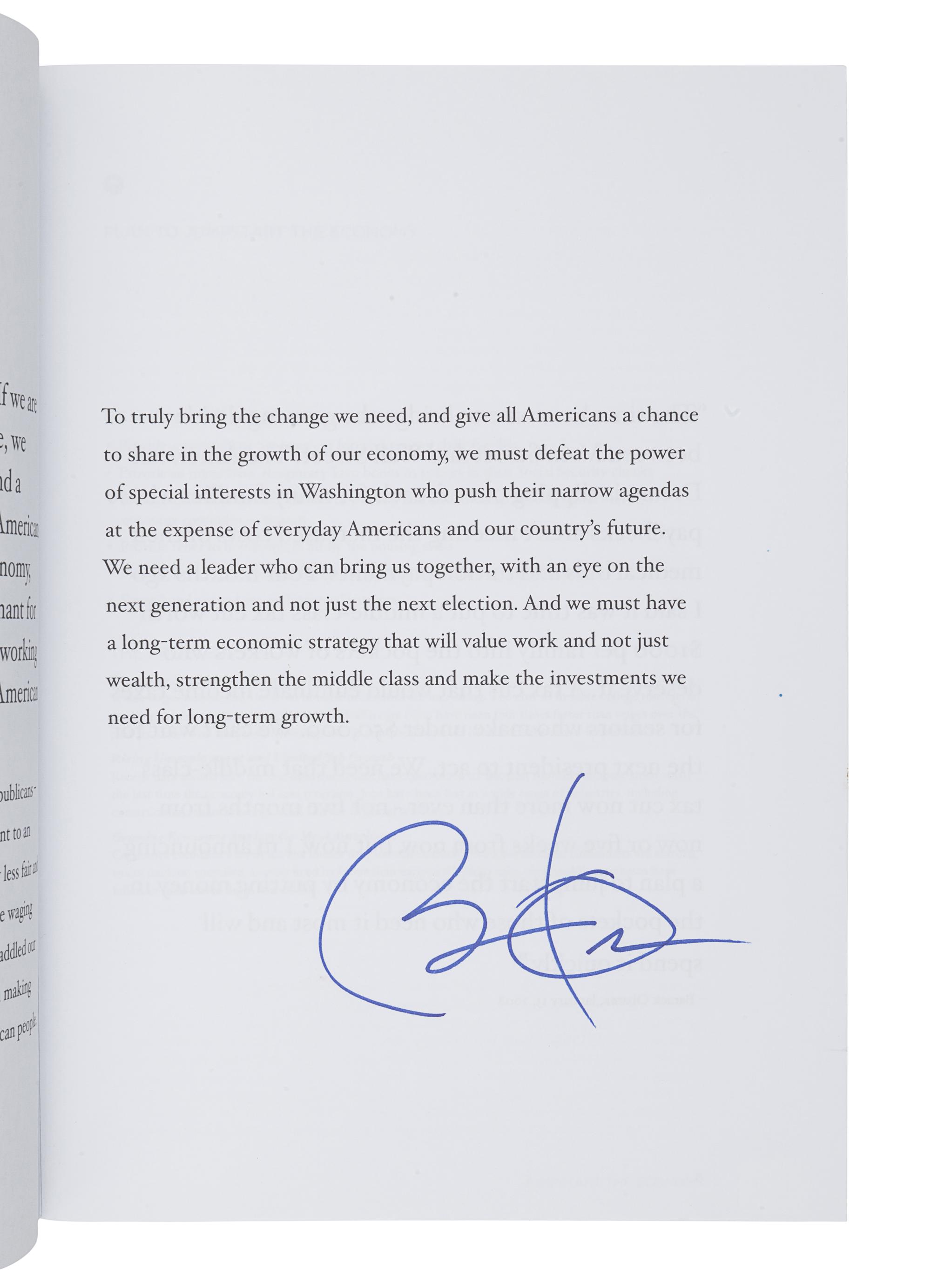 OBAMA, Barack. Keeping America’s Promise: Strengthening the Middle Class . [N.p.: n.p., 2008].