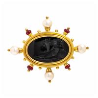 Elizabeth Locke, Multigem and Yellow Gold Brooch