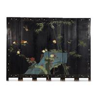A Chinese Export Lacquer Six-Panel Screen