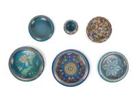 Six Chinese Blue Ground Cloisonné Enameled Brush Washers