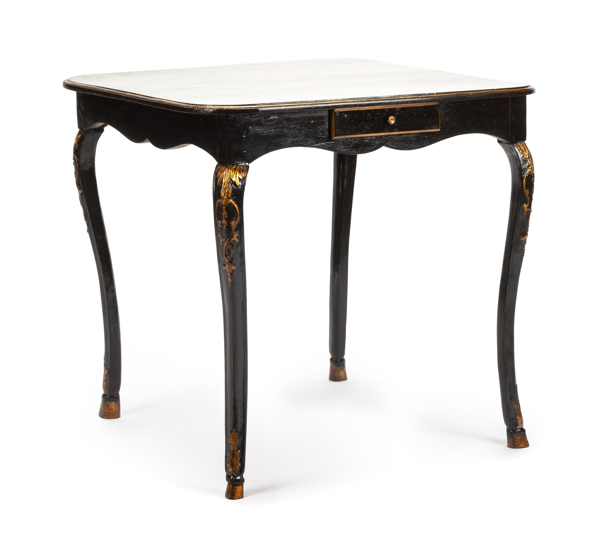 A Louis XV Painted Table Height 28 1/2 x width 29 x depth 28 1/2 inches. — LATE 18TH CENTURY WITH LATER PAINT