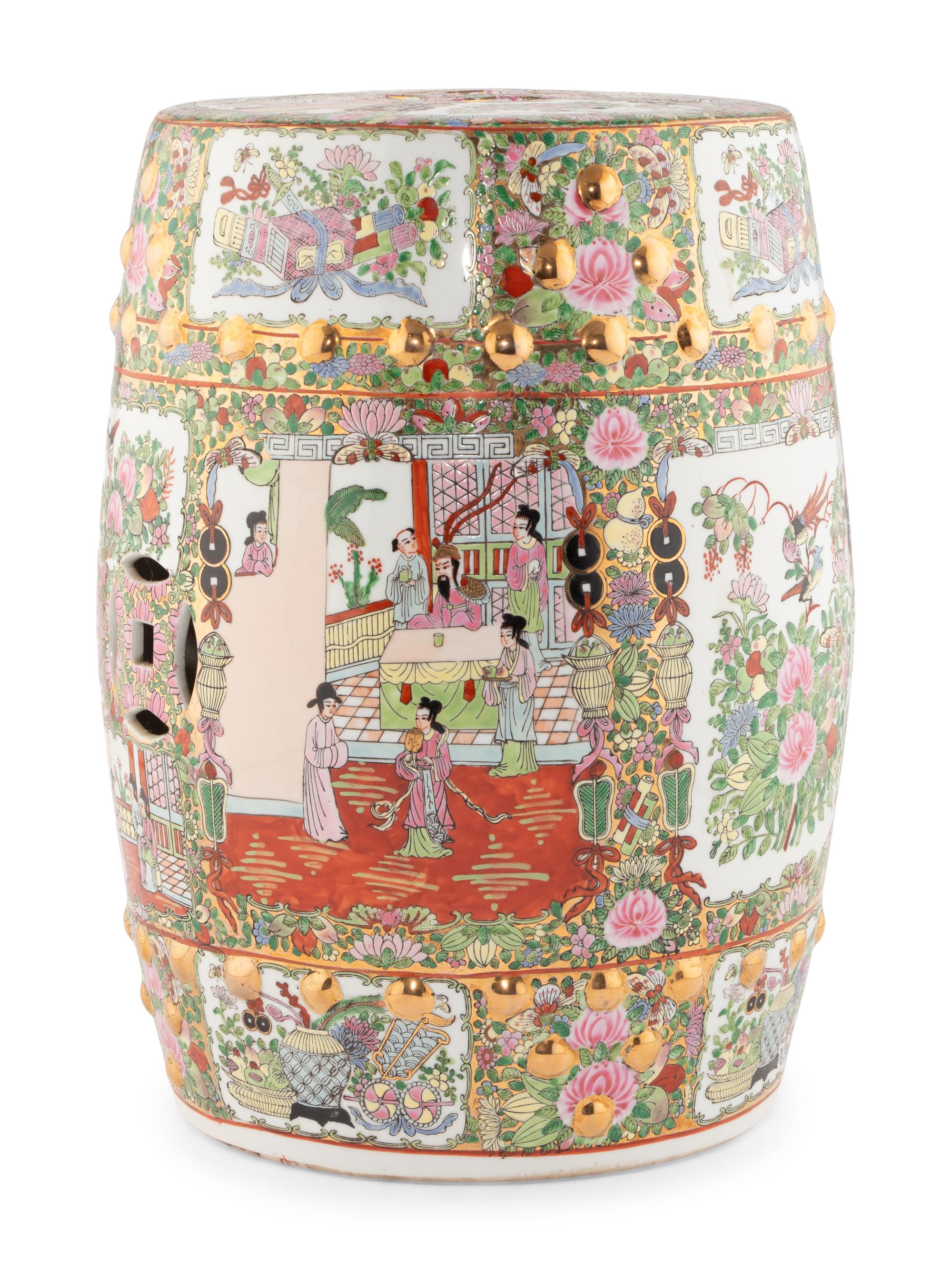 A Famille Rose Porcelain Garden Stool