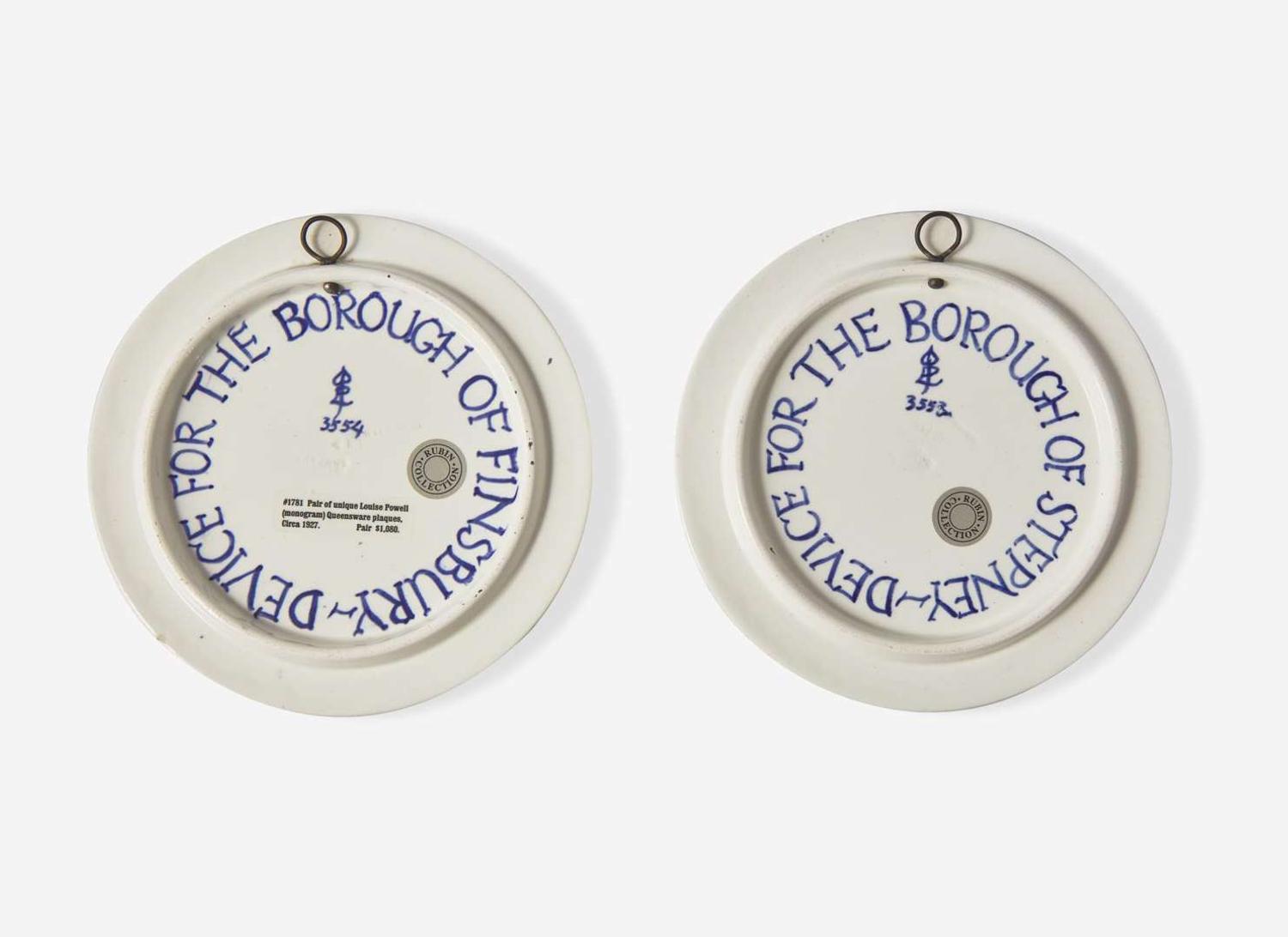 A Pair of Wedgwood Louise Powell Decorated Tea Tiles, UK, circa 1927