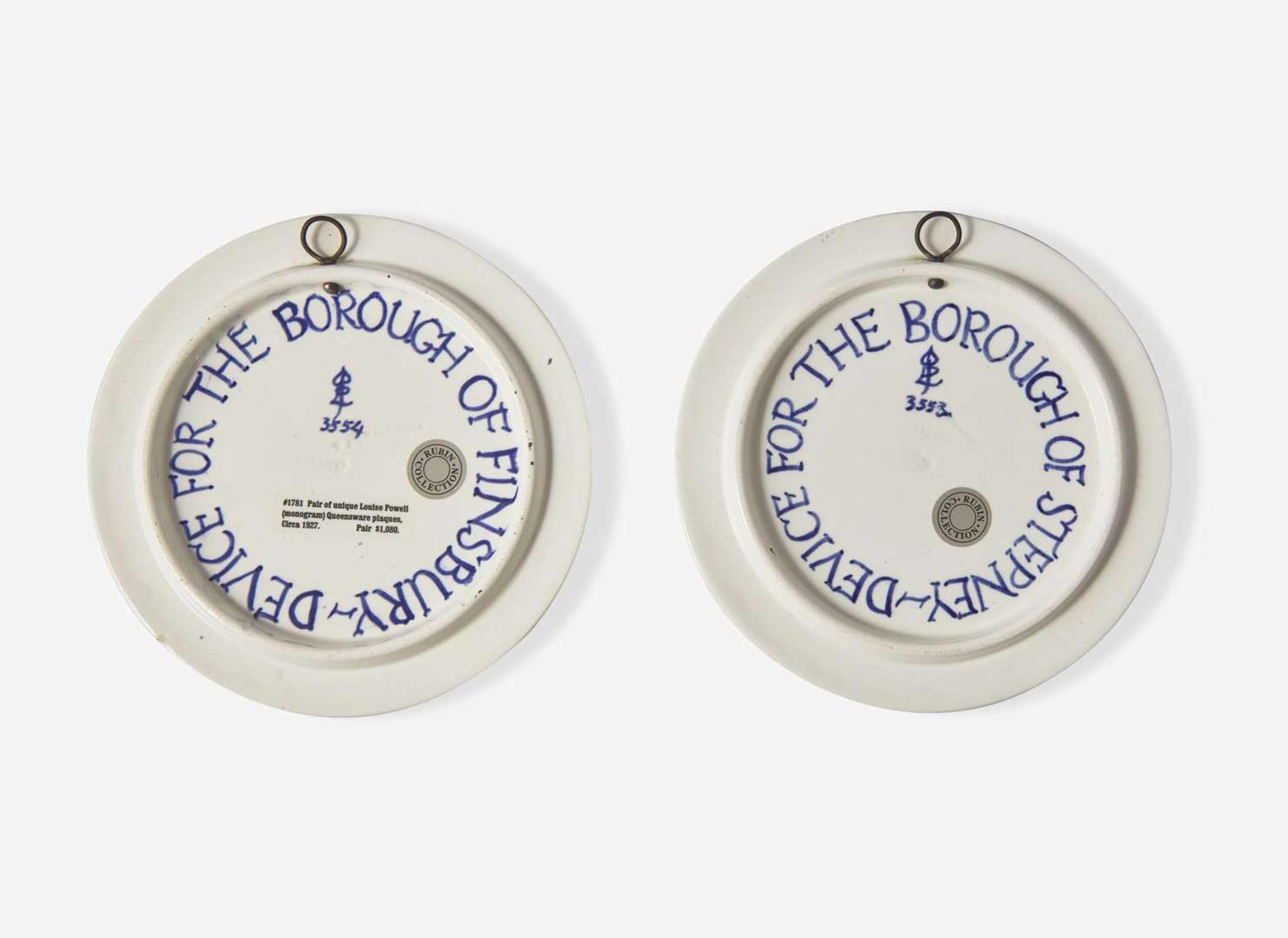 A Pair of Wedgwood Louise Powell Decorated Tea Tiles, UK, circa 1927