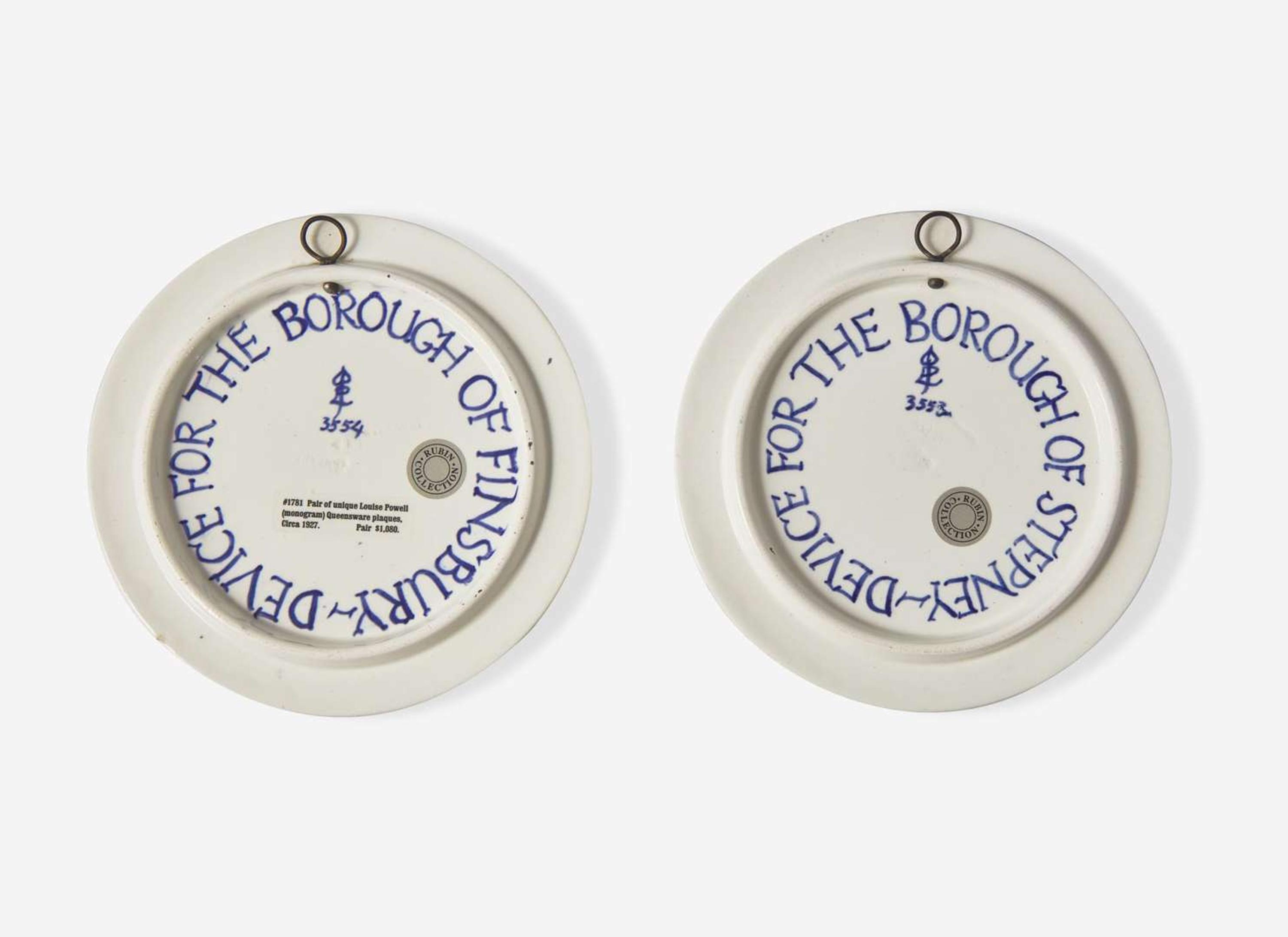 A Pair of Wedgwood Louise Powell Decorated Tea Tiles, UK, circa 1927