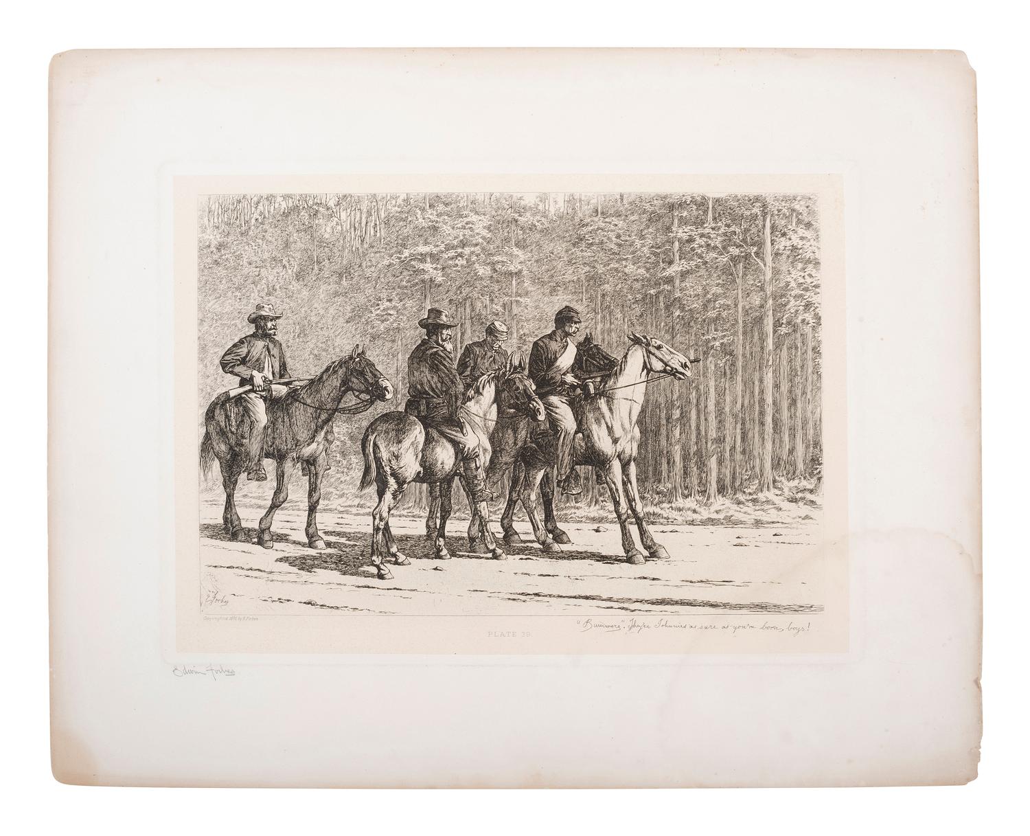 [CIVIL WAR]. FORBES, Edwin (1839-1895), artist. Two etchings signed. Plates 31 & 39.
