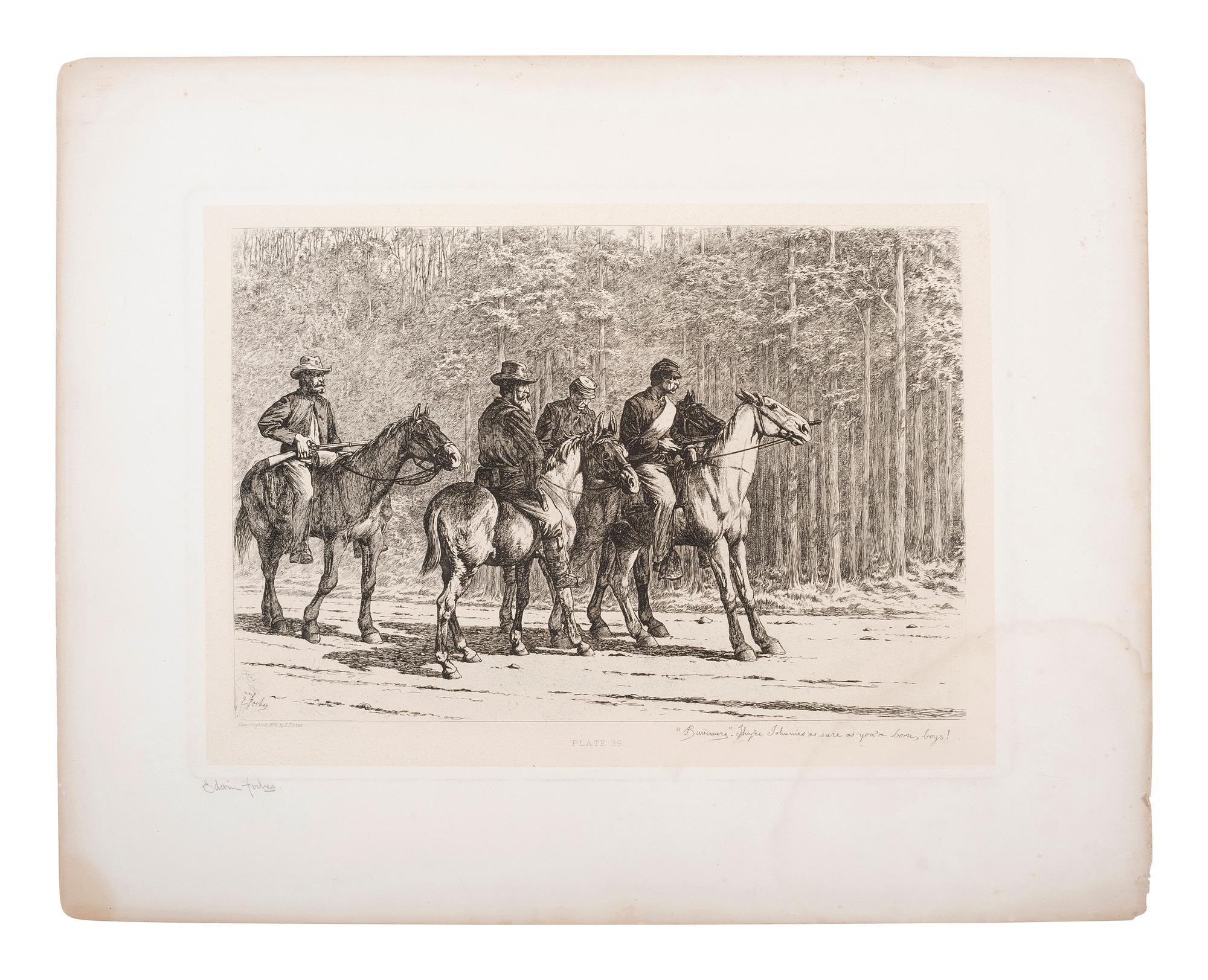 [CIVIL WAR]. FORBES, Edwin (1839-1895), artist. Two etchings signed. Plates 31 & 39.