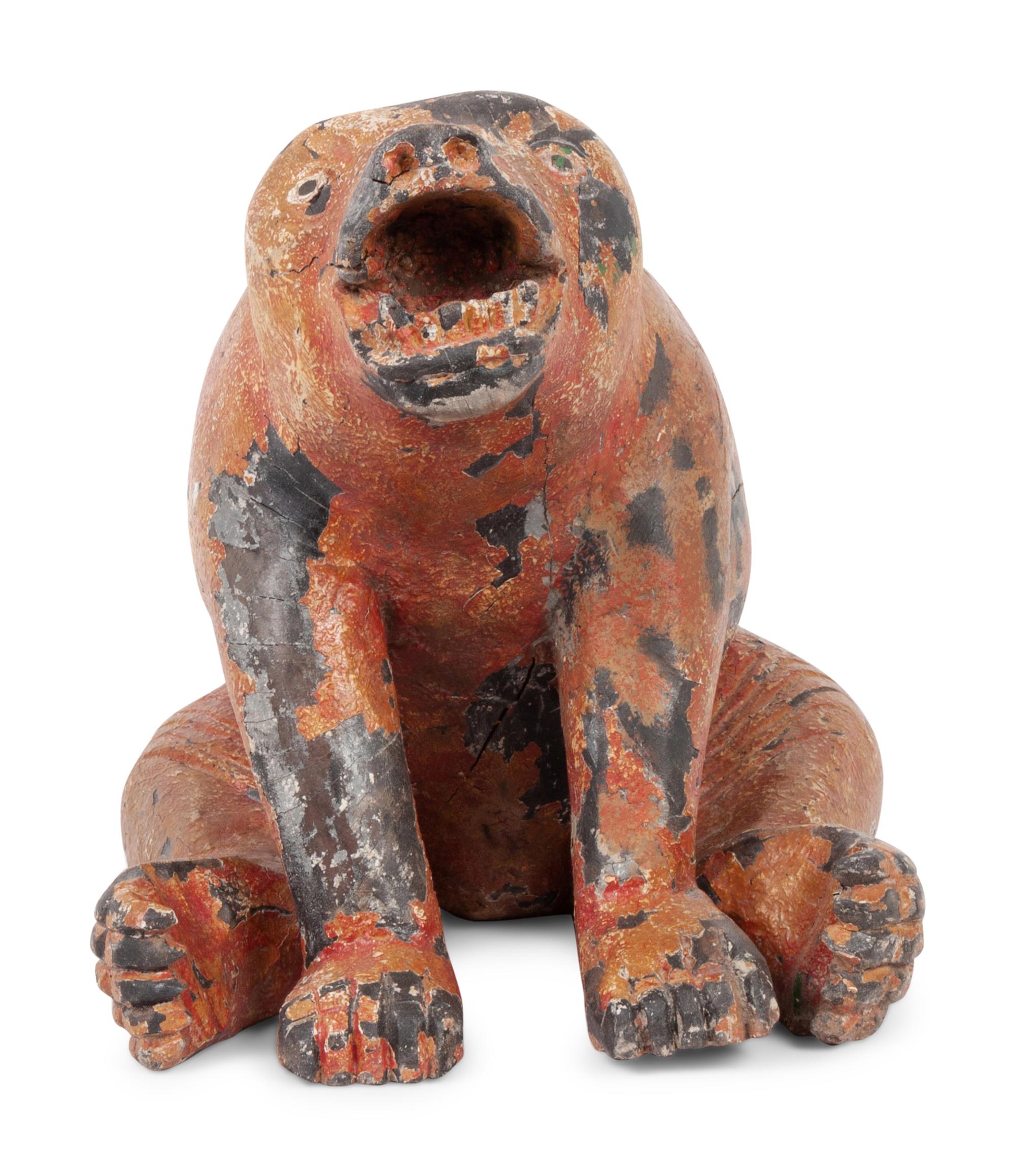 A Carved and Polychrome-Painted Folk Art Bear