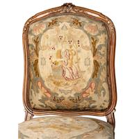 A Suite of Louis XV-Style Carved Walnut Needlework Upholstered Seating Furniture