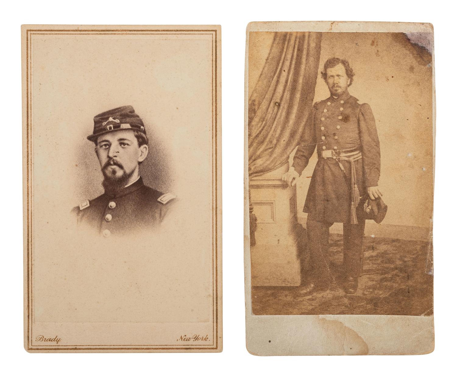 [CIVIL WAR]. 2 CDVs of Gen. Franklin S. NICKERSON & Lt. Nathaniel BOWDITCH, DOW at Kelly's Ford.