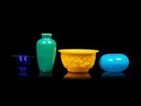 Four Chinese Monochrome Peking Glass Articles