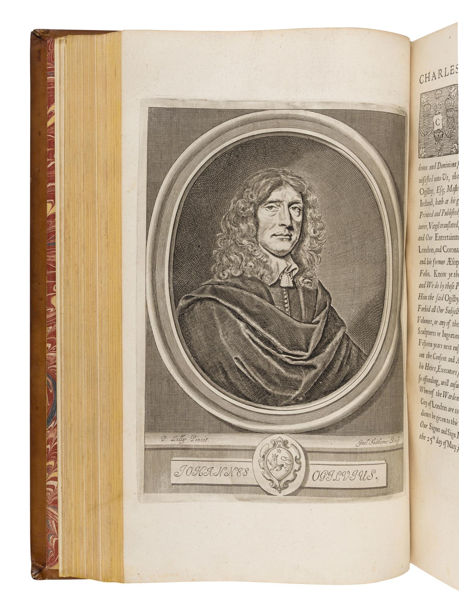 [OGILBY, John (1600-1676), translator]. AESOP (ca 620-560 B.C.). The Fables of Aesop Paraphras'd in Verse: Adorn'd with Sculpture, and Illustrated with Annotations . [ Bound with :] Aesopic’s: Or a Second Collection of Fables, Paraphras'd in Verse: Adorn'd with Sculpture, and Illustrated with Annotations . London: Printed by Thomas Roycroft for the Author, 1668.