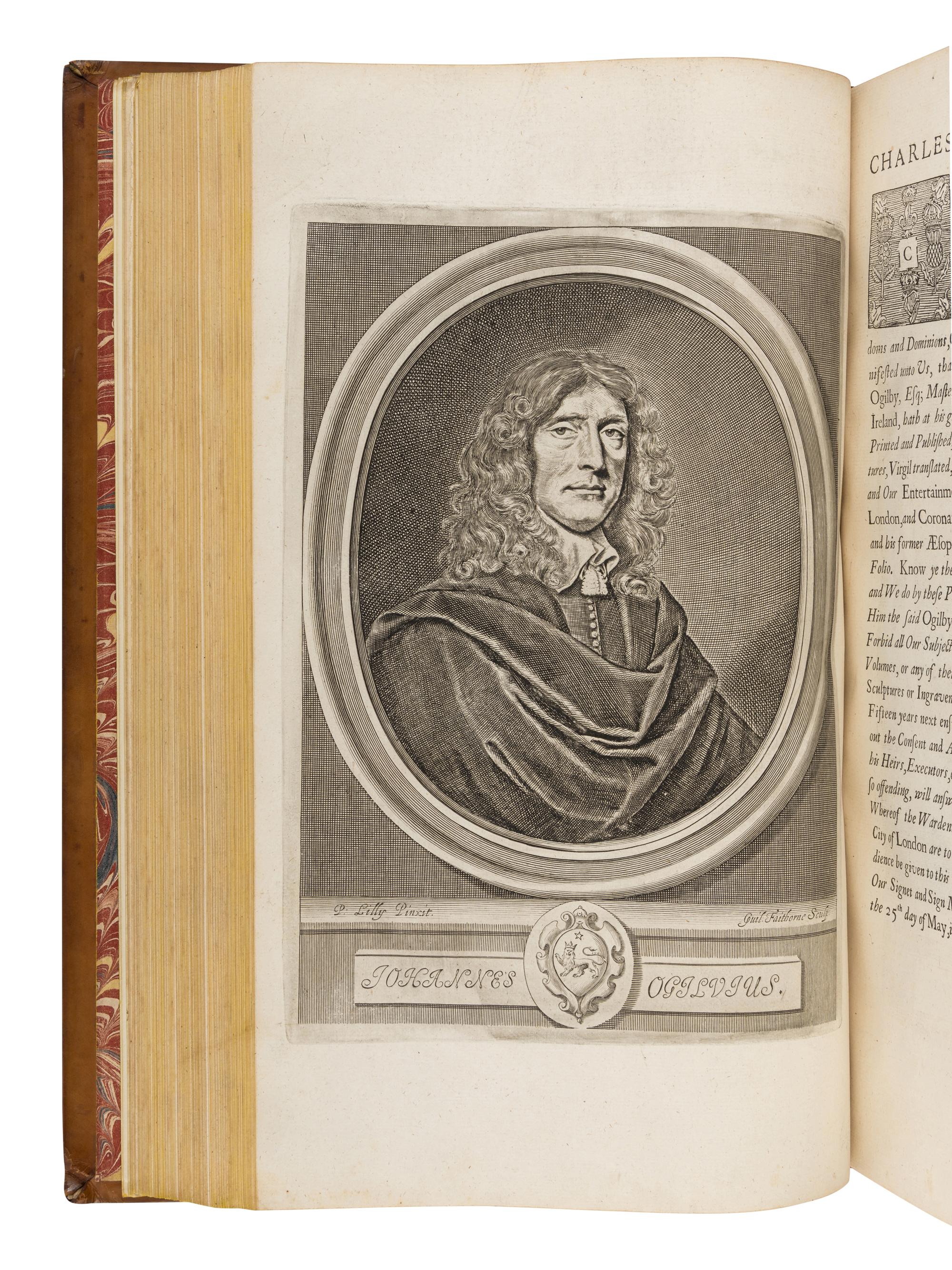 [OGILBY, John (1600-1676), translator]. AESOP (ca 620-560 B.C.). The Fables of Aesop Paraphras'd in Verse: Adorn'd with Sculpture, and Illustrated with Annotations . [ Bound with :] Aesopic’s: Or a Second Collection of Fables, Paraphras'd in Verse: Adorn'd with Sculpture, and Illustrated with Annotations . London: Printed by Thomas Roycroft for the Author, 1668.