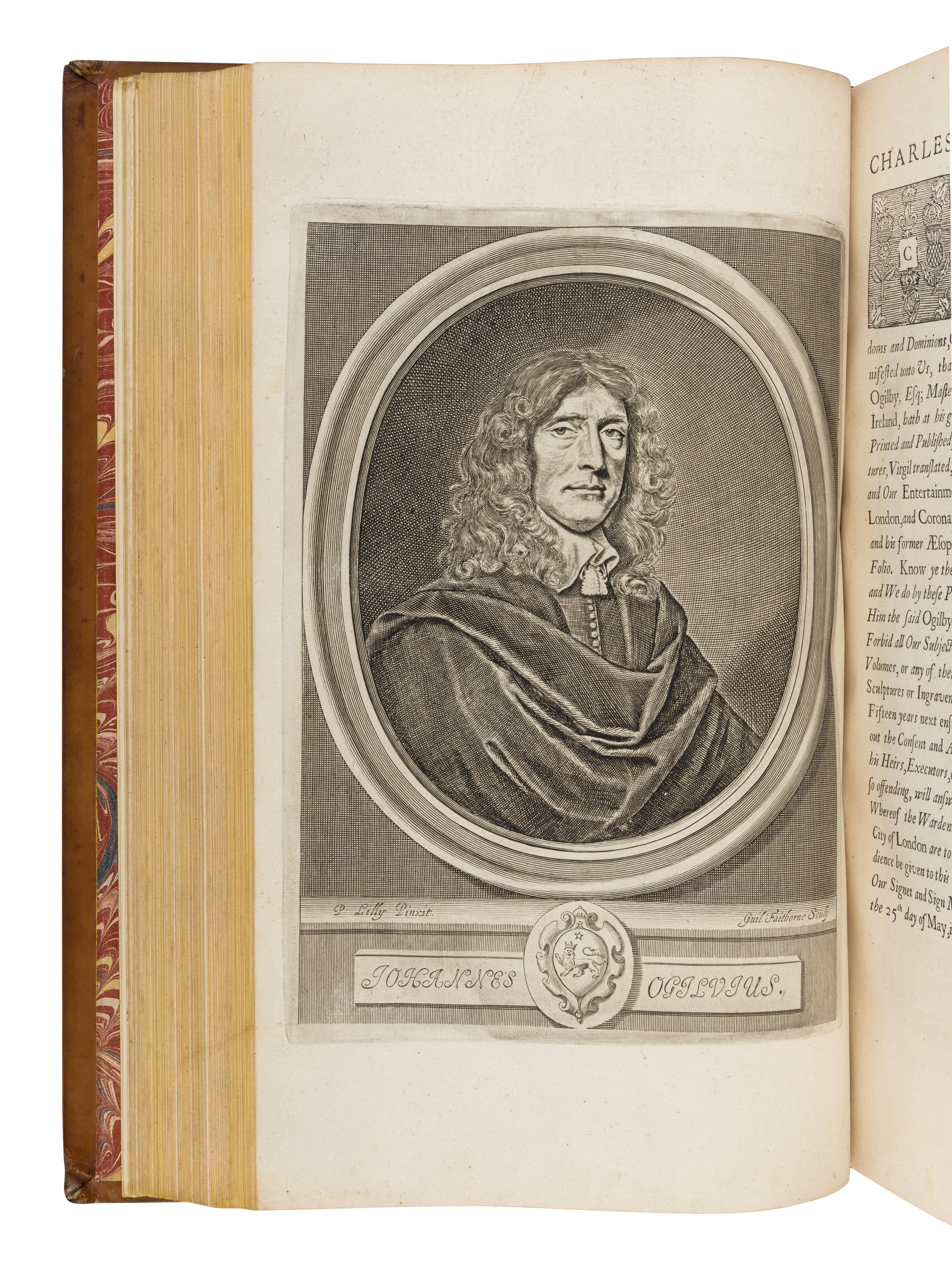 [OGILBY, John (1600-1676), translator]. AESOP (ca 620-560 B.C.). The Fables of Aesop Paraphras'd in Verse: Adorn'd with Sculpture, and Illustrated with Annotations . [ Bound with :] Aesopic’s: Or a Second Collection of Fables, Paraphras'd in Verse: Adorn'd with Sculpture, and Illustrated with Annotations . London: Printed by Thomas Roycroft for the Author, 1668.