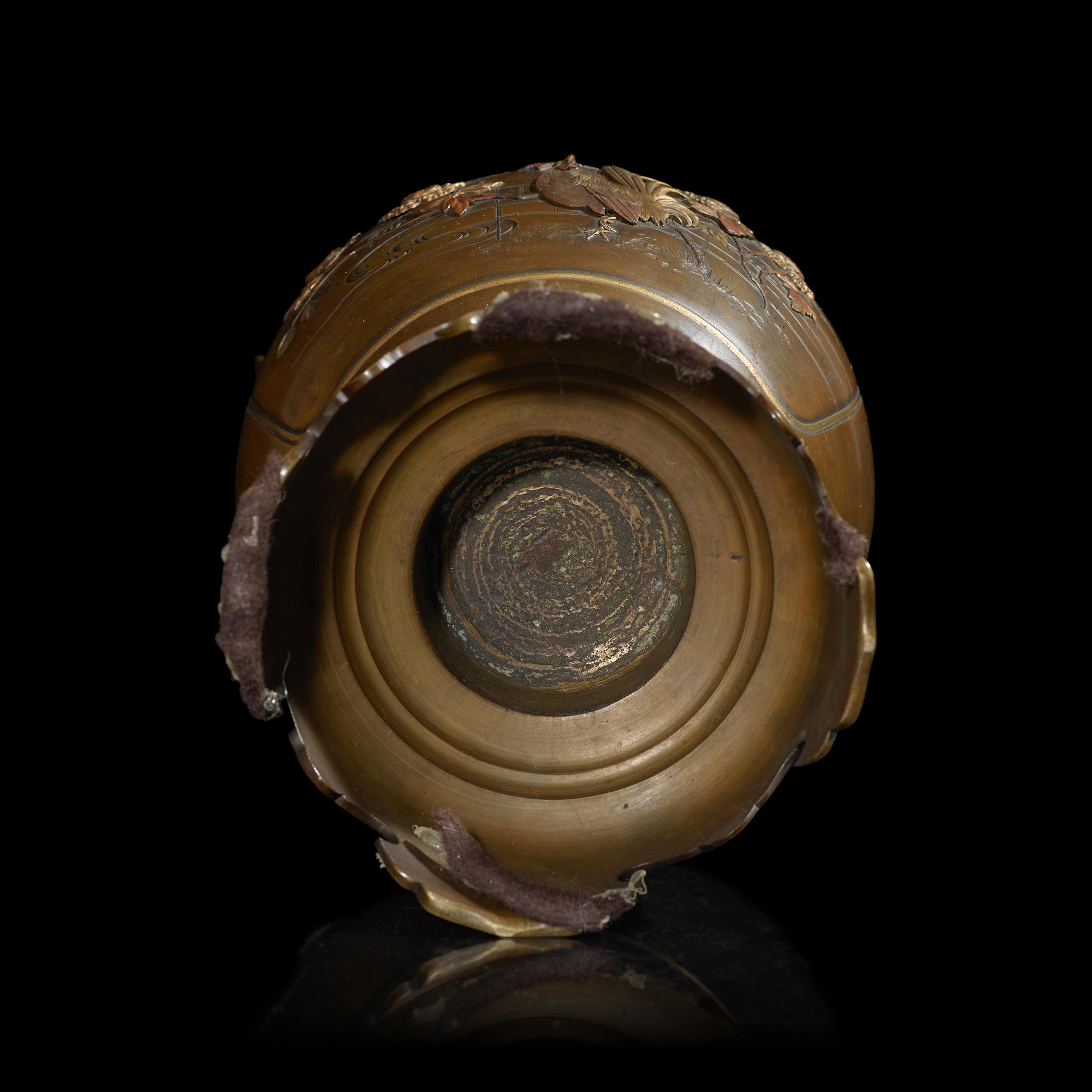 A Japanese Mixed-Metal 'Rooster' Censer, Late Meiji Period