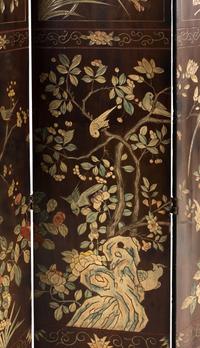 A Chinese Export Lacquer Four-Panel Floor Screen