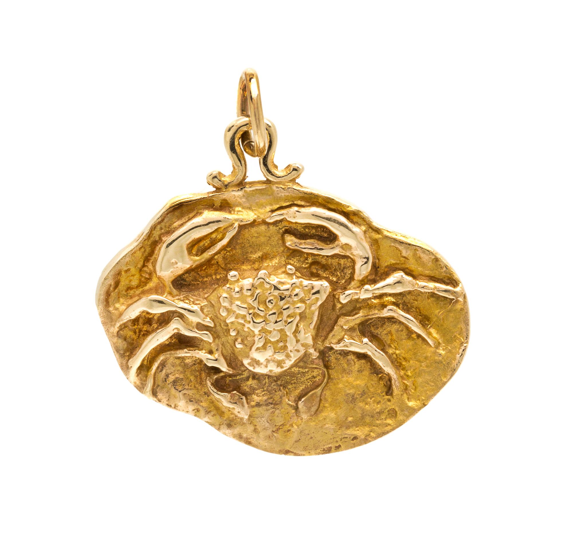 A 14 Karat Yellow Gold Zodiac Cancer Pendant, 7.40 dwts.