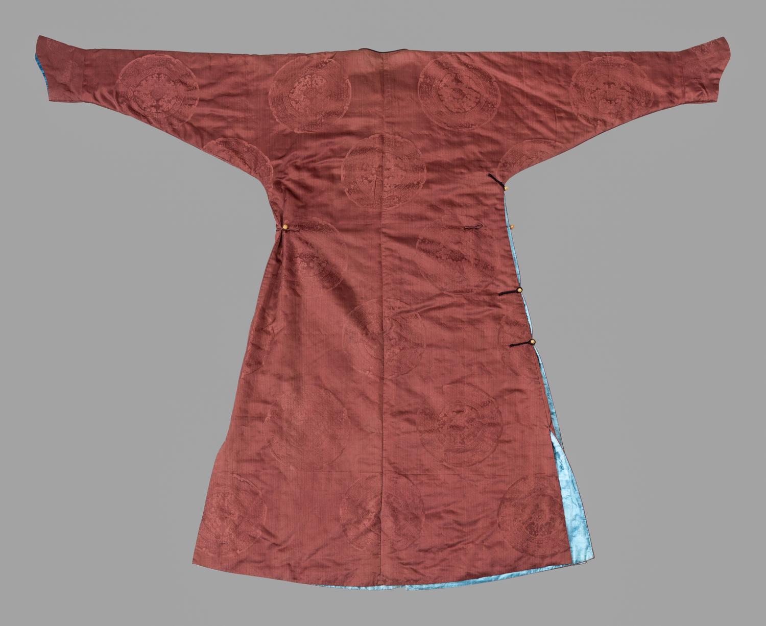 A Brown Ground Woven Silk Informal Robe