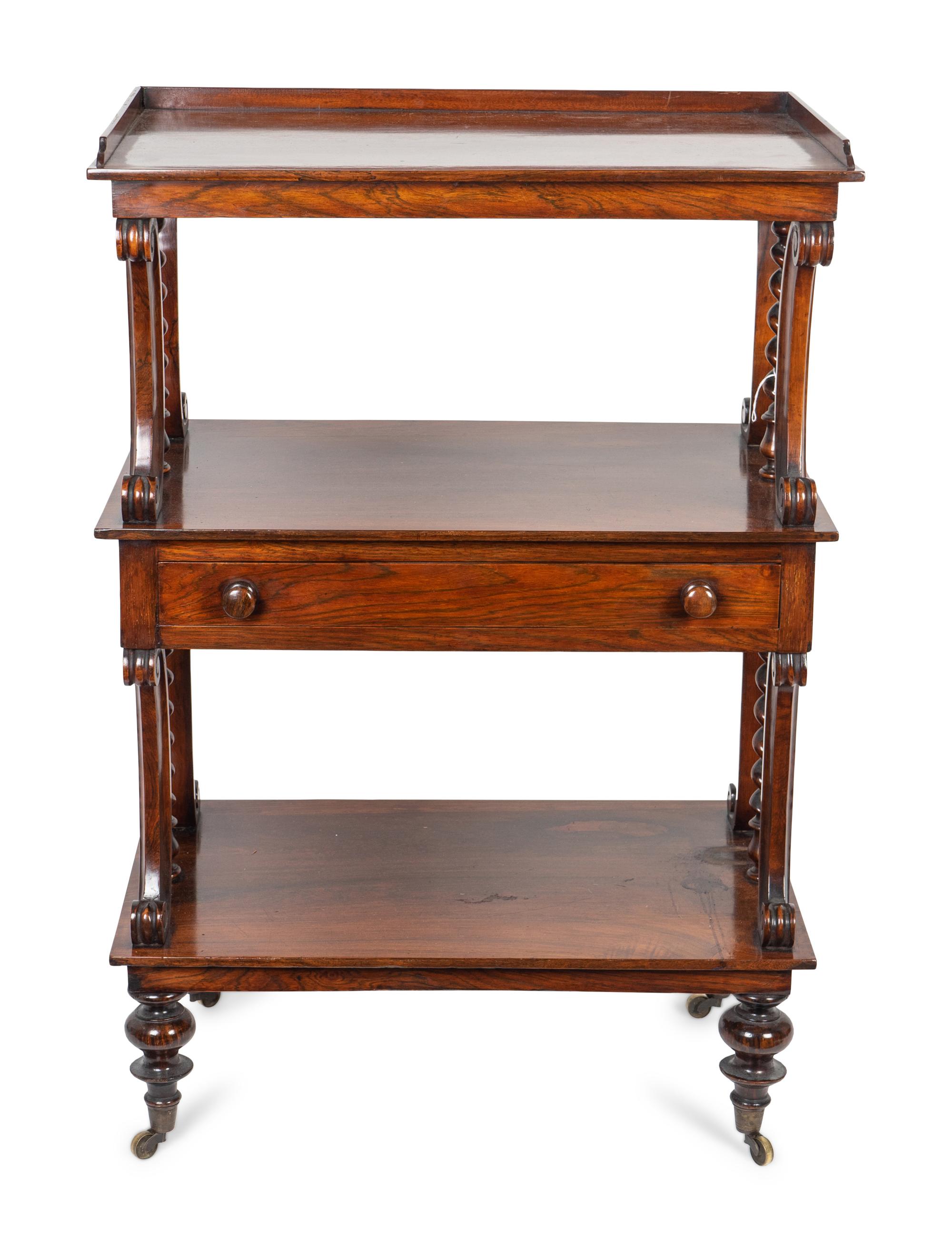 A William IV Rosewood Two-Tier Dumb Waiter/Etagere — 19TH CENTURY