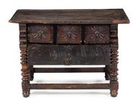 A Spanish Baroque Carved Table Height 29 x width 40 x depth 25 inches. — 17TH CENTURY
