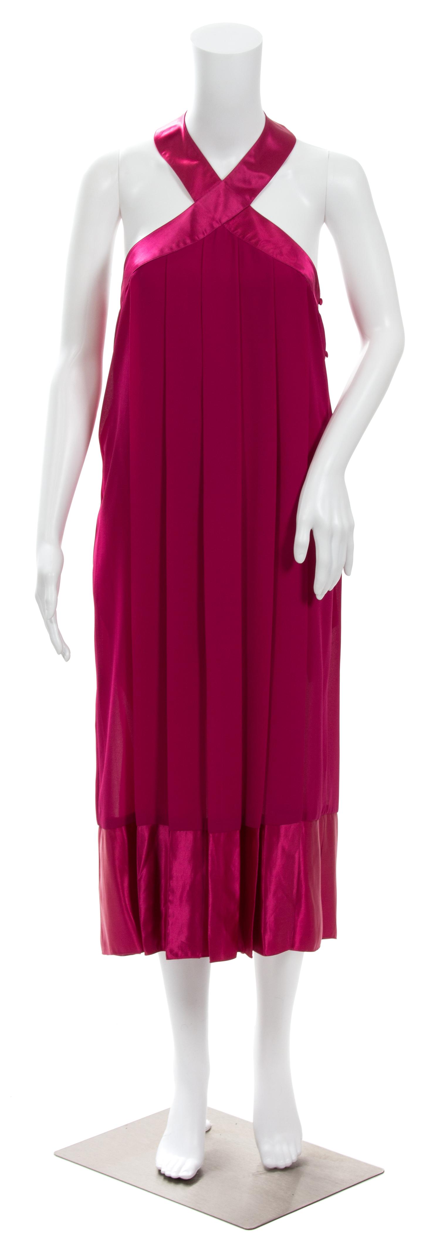 A Pierre Cardin Fuschia Pleated Cocktail Dress, Size 4.