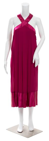 A Pierre Cardin Fuschia Pleated Cocktail Dress, Size 4.