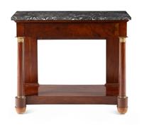 An Empire Style Gilt Bronze Mounted Mahogany Marble-Top Pier Table