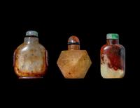 Three Chinese Russet Jade Snuff Bottles