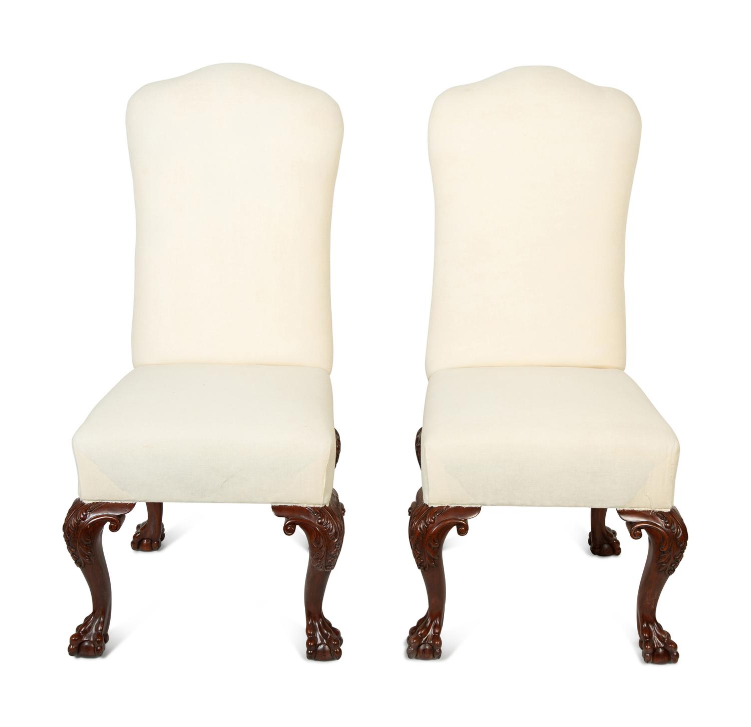 A Set of Six George II Style Carved Dining Chairs