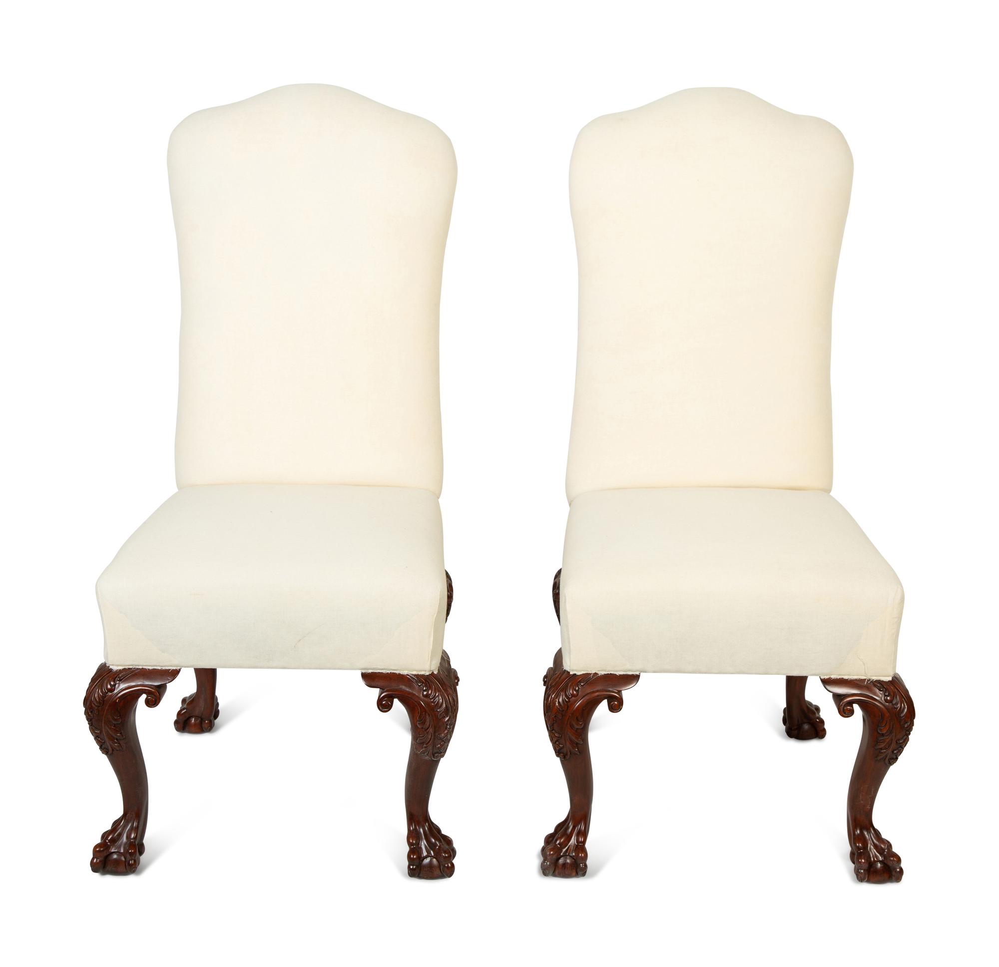 A Set of Six George II Style Carved Dining Chairs
