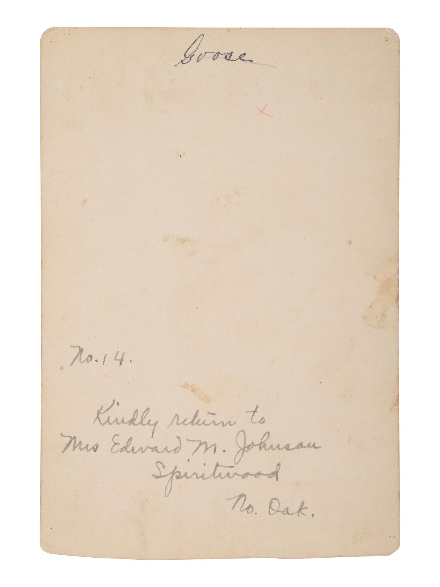 [GOFF, Orlando S. (1843-1916), photographer]. Cabinet card of Goose, Sioux scout, WIA Little Bighorn. Ca 1885.
