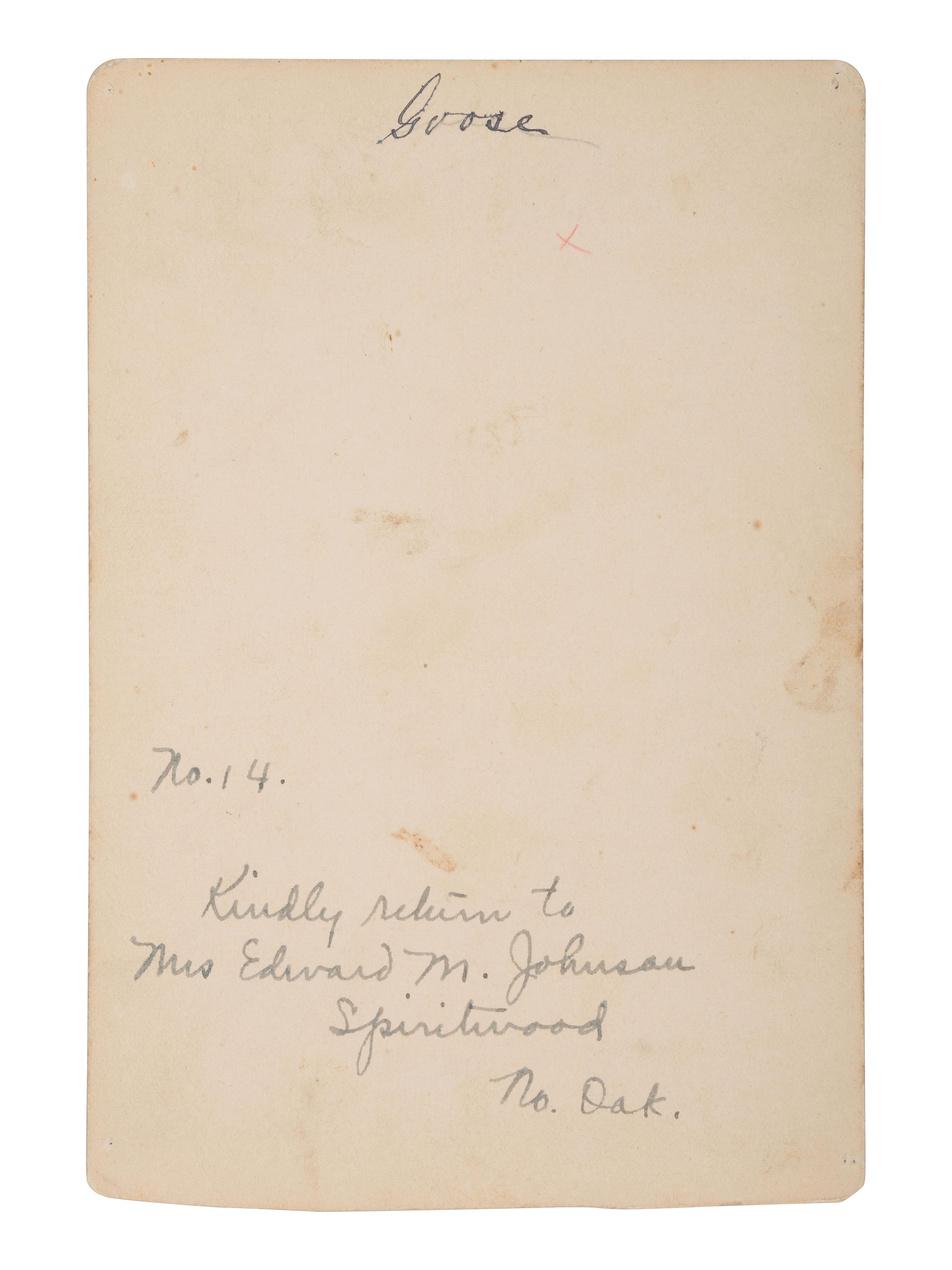[GOFF, Orlando S. (1843-1916), photographer]. Cabinet card of Goose, Sioux scout, WIA Little Bighorn. Ca 1885.