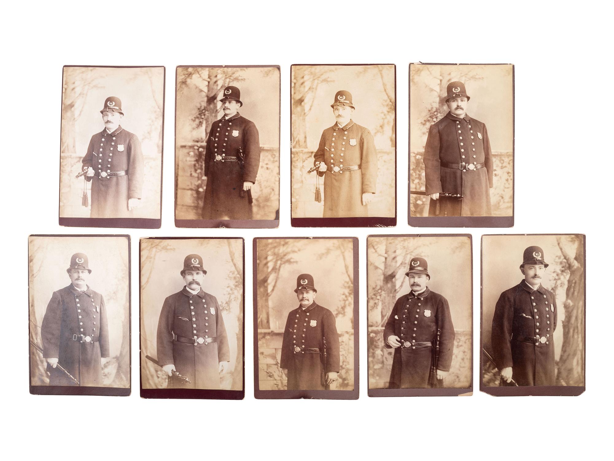 [EARLY PHOTOGRAPHY] -- [OCCUPATIONAL]. A group of 17 photographs of policemen, including:
