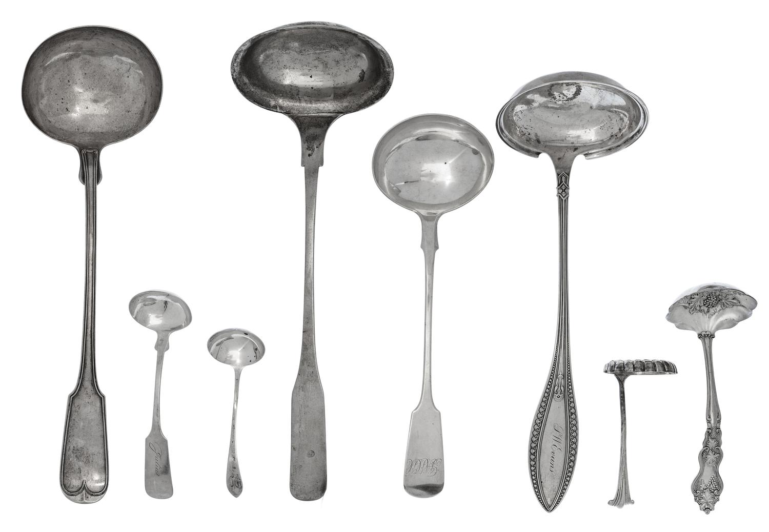 A Large Collection of American Silver and Coin Silver Flatware Articles