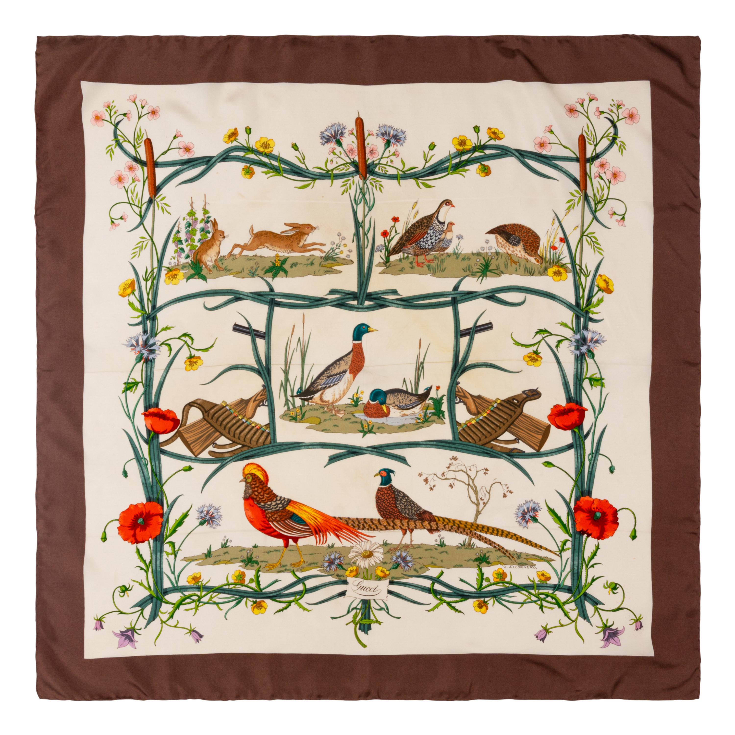 Three Hermès Scarves and One Gucci Scarf