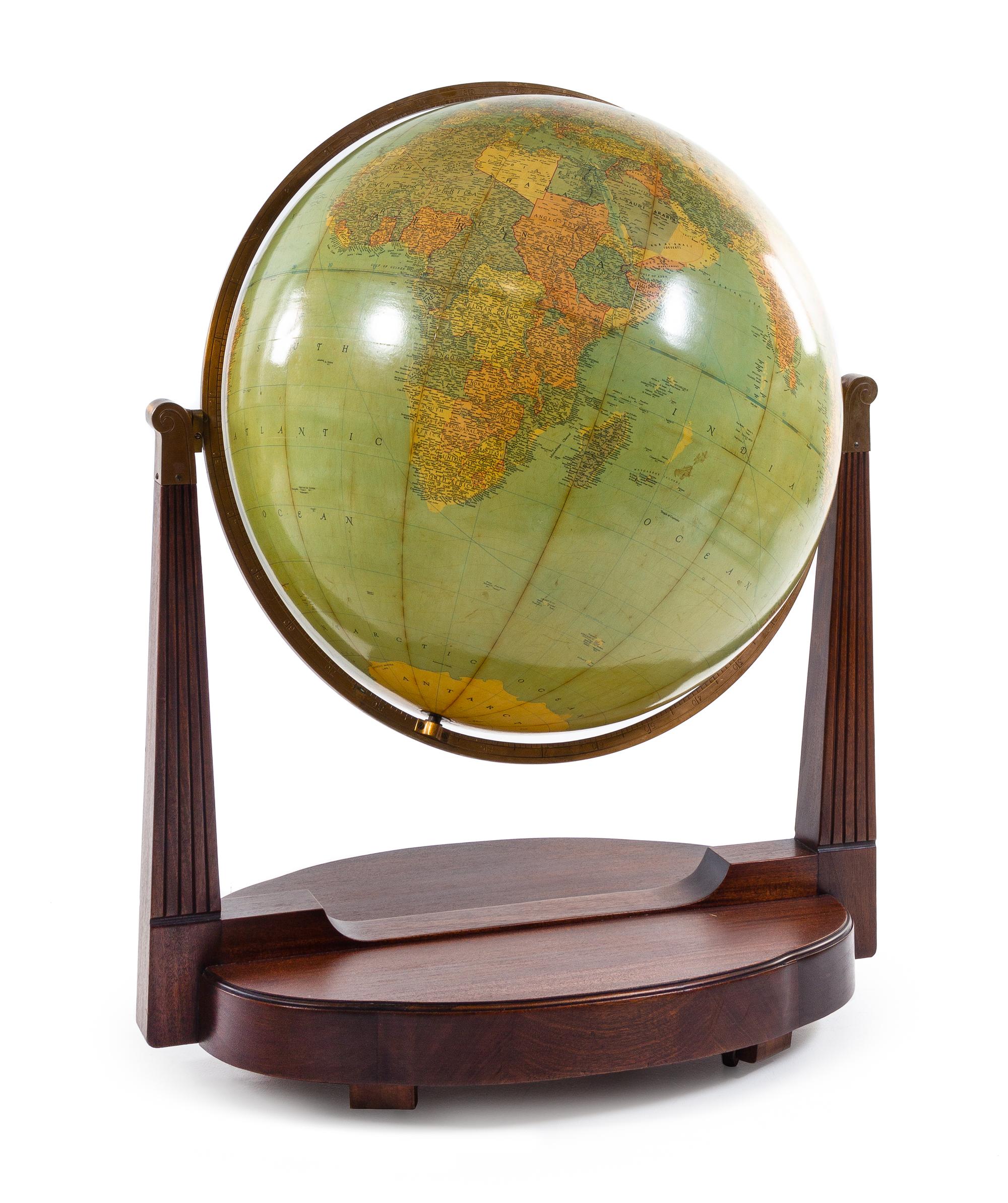 An American 32-Inch Library Globe Height 50 x diameter of globe 32 inches. — REPLOGLE GLOBES INC., CHICAGO, SECOND QUARTER TO MID-20TH CENTURY