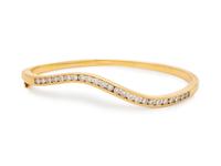A 14 Karat Yellow Gold and Diamond Bangle Bracelet,