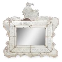 A Large Venetian Blown and Etched Glass Mirror