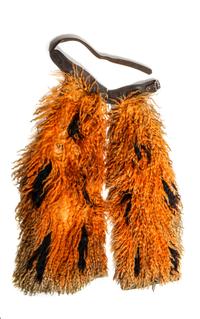 Pair of Orange and Black "Pinto" Wooly Chaps Length 37 inches — First Quarter 20th Century