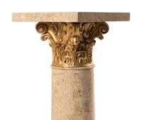 A Pair of Parcel Gilt Composition and Marble Veneered Pedestals