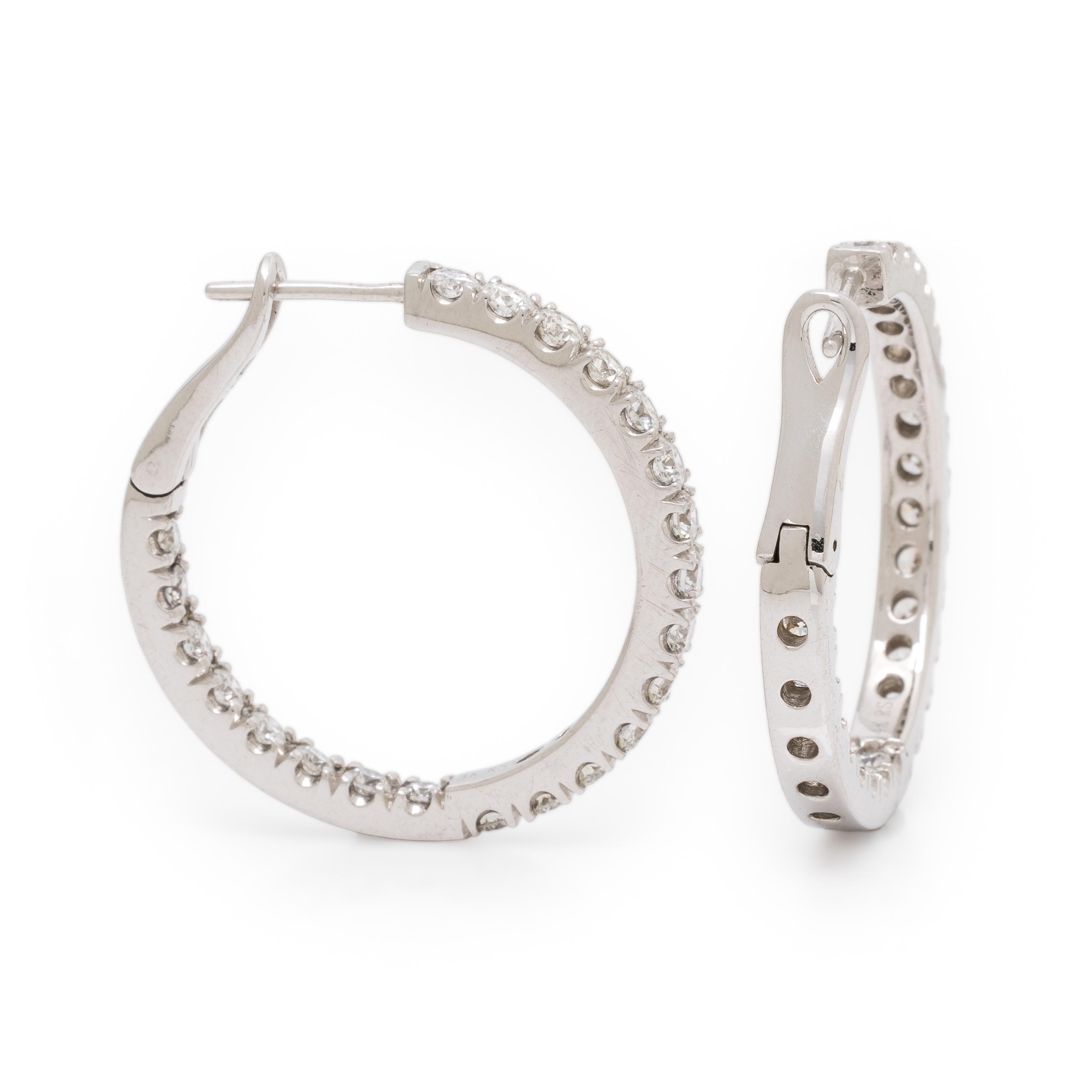 Diamond and White Gold Inside Out Hoop Earrings