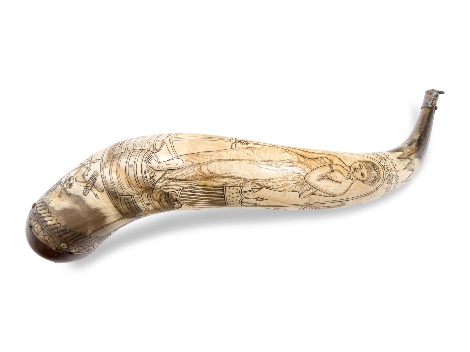 An American Carved Powder Horn