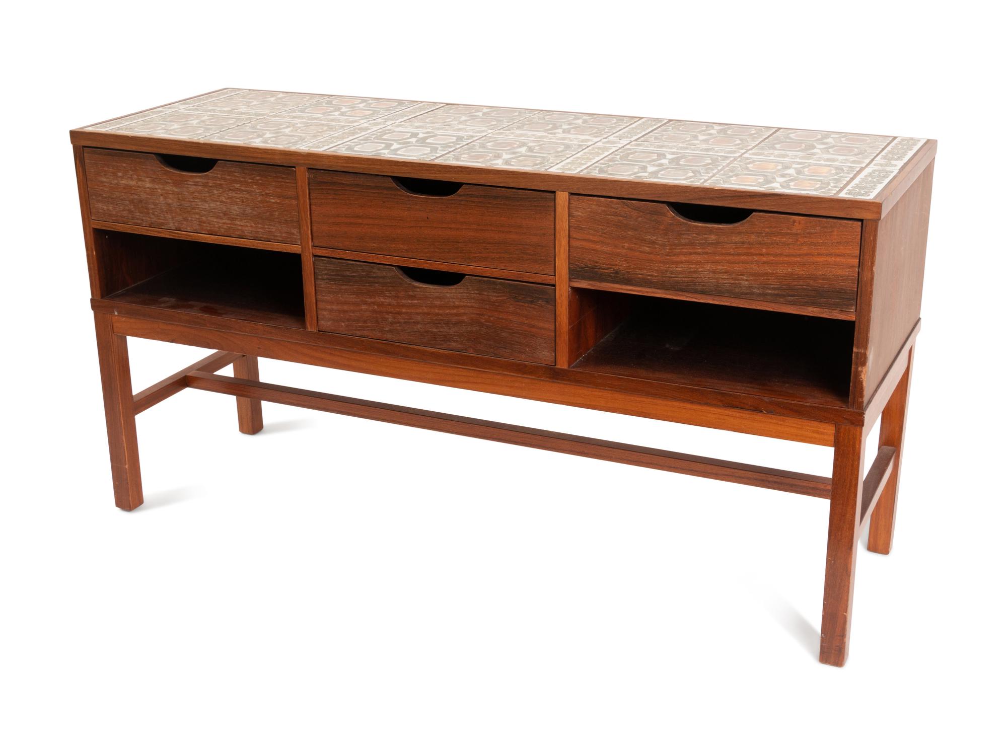 A Danish Tile Inset Teak Cabinet by Haslev Mobelsnedkeri