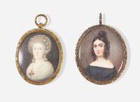 American and French School 18th / 19th century, Two Portrait Miniatures of Ladies