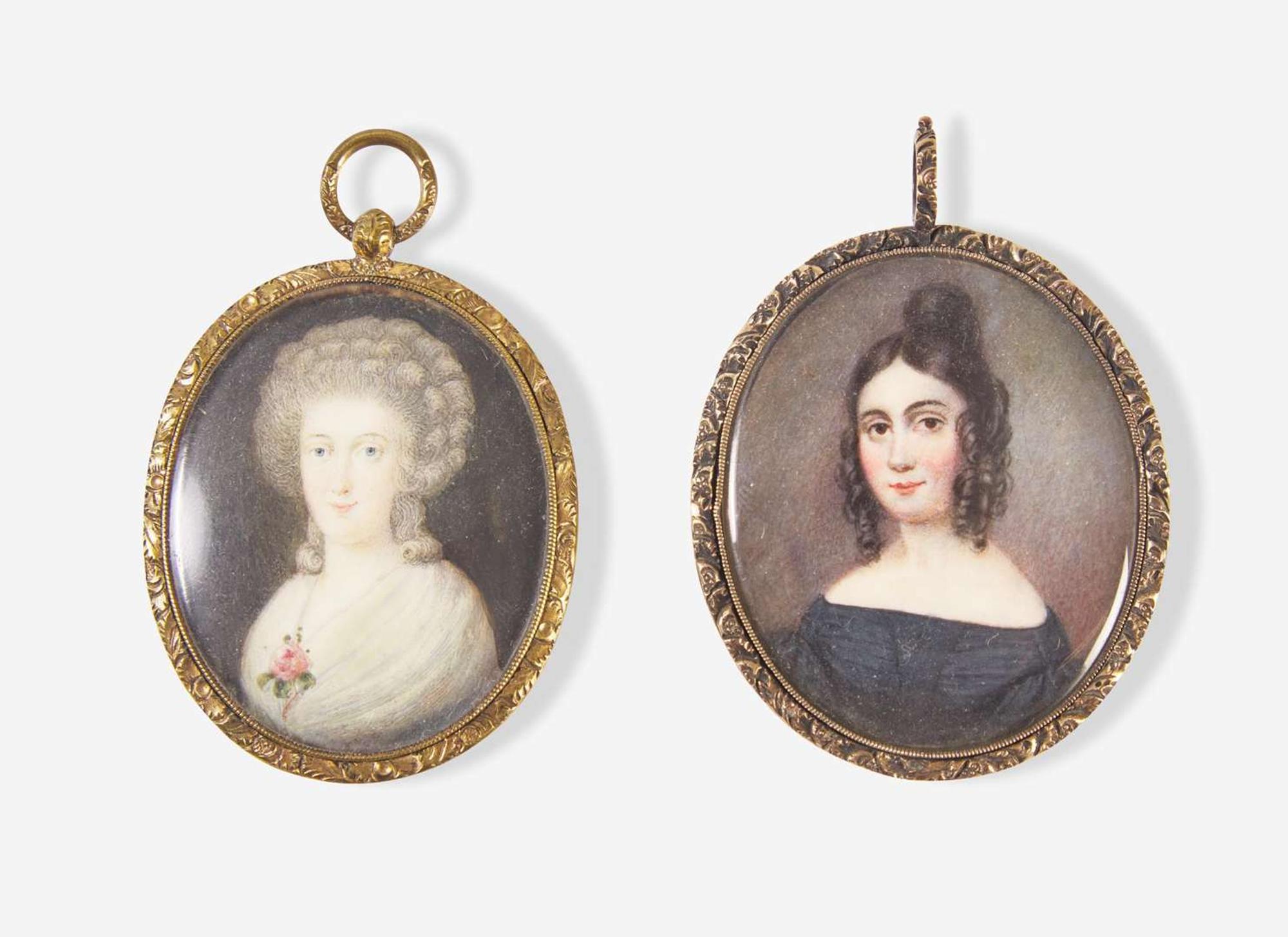American and French School 18th / 19th century, Two Portrait Miniatures of Ladies