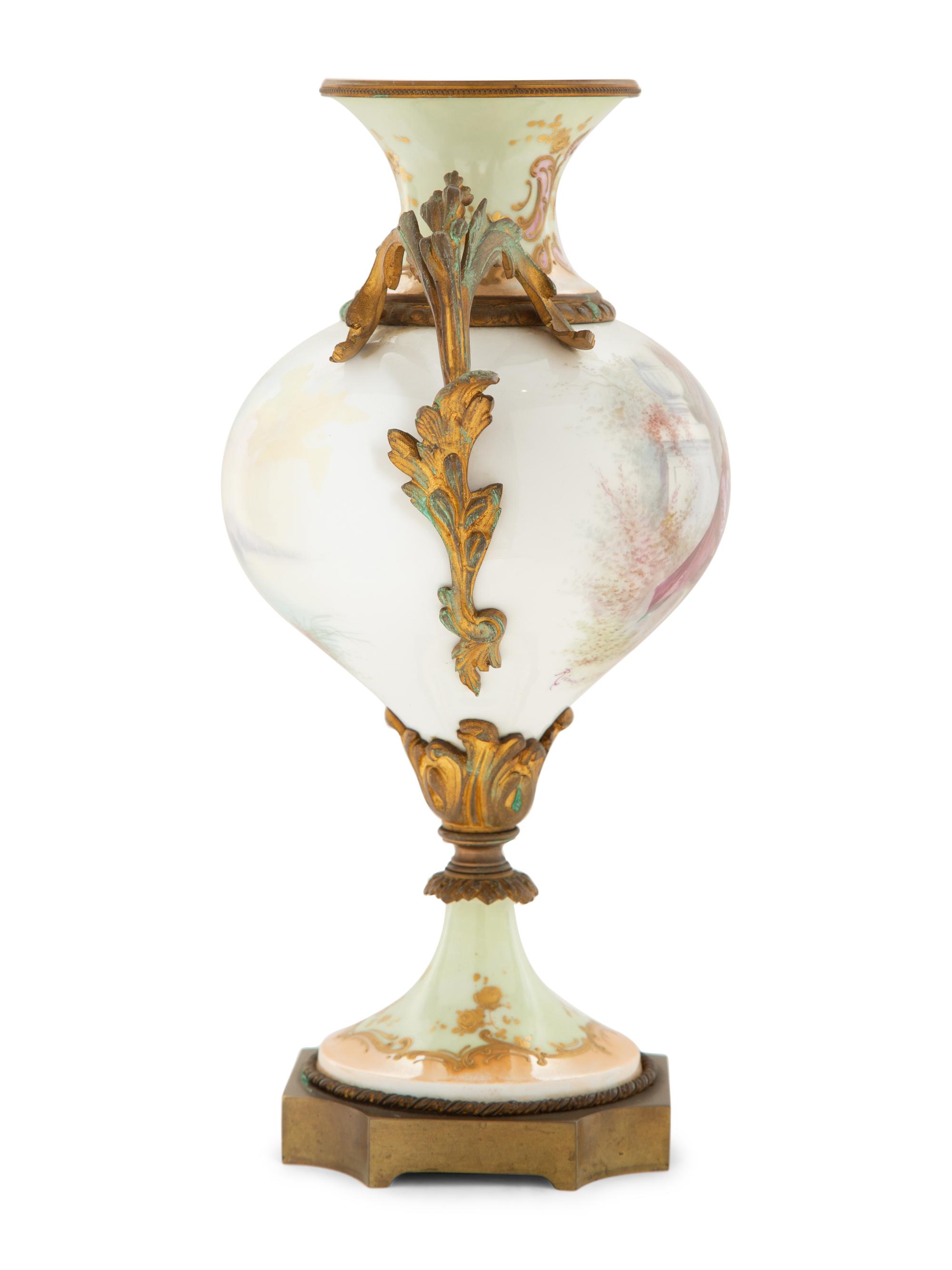 A Gilt Bronze Mounted Sèvres Style Porcelain Urn