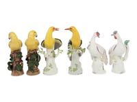 A Set of Six Continental Porcelain Bird Figures