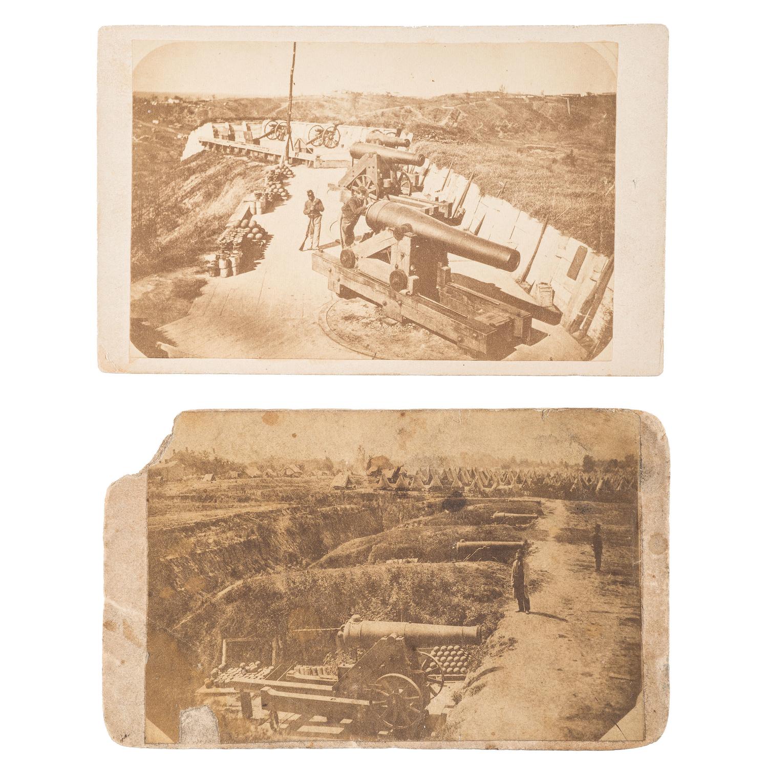 Two Civil War CDVs of Union and Confederate Batteries at Vicksburg, MS
