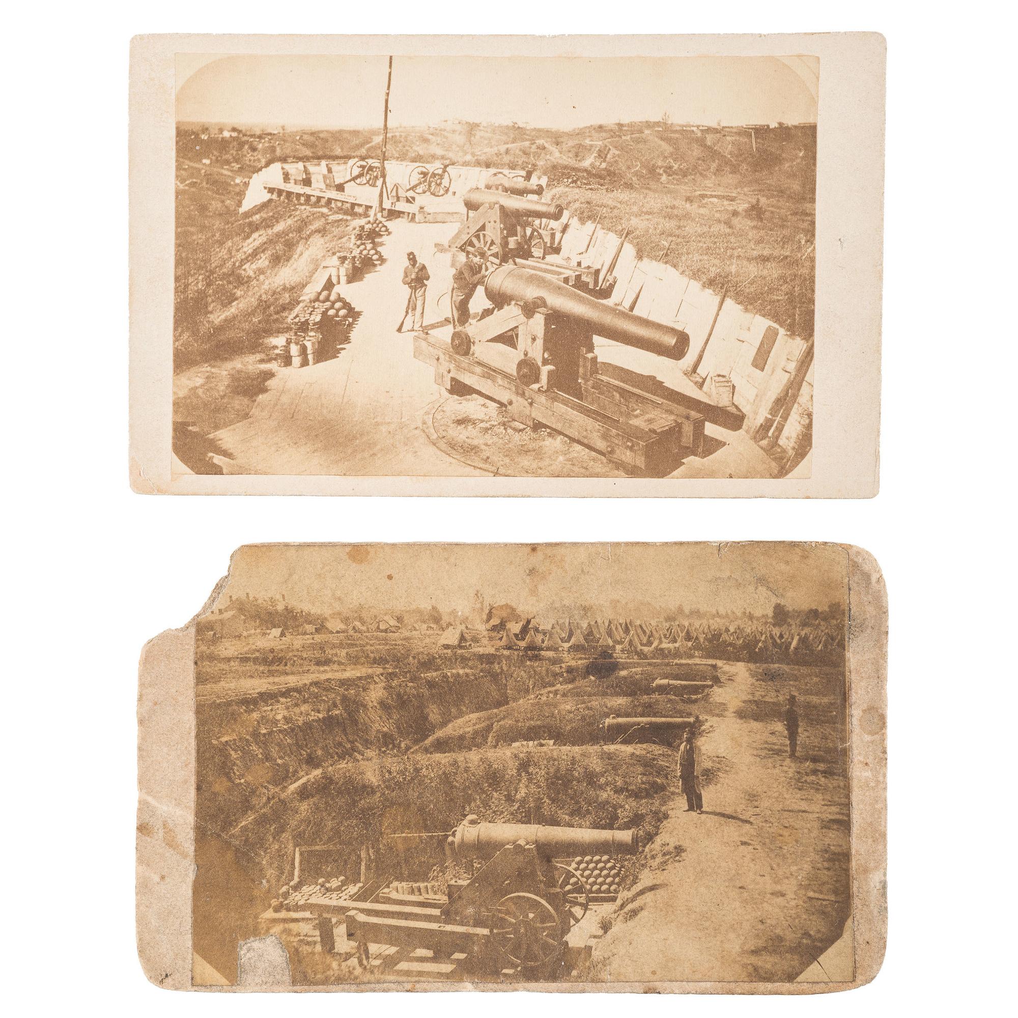 Two Civil War CDVs of Union and Confederate Batteries at Vicksburg, MS